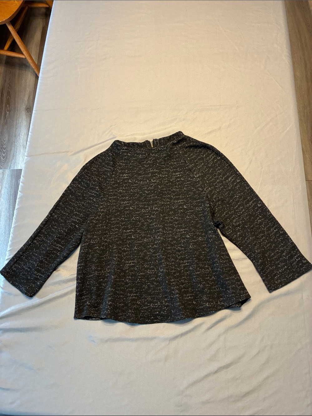 W5 Black Marled Crewneck Relaxed Knit Sweater
